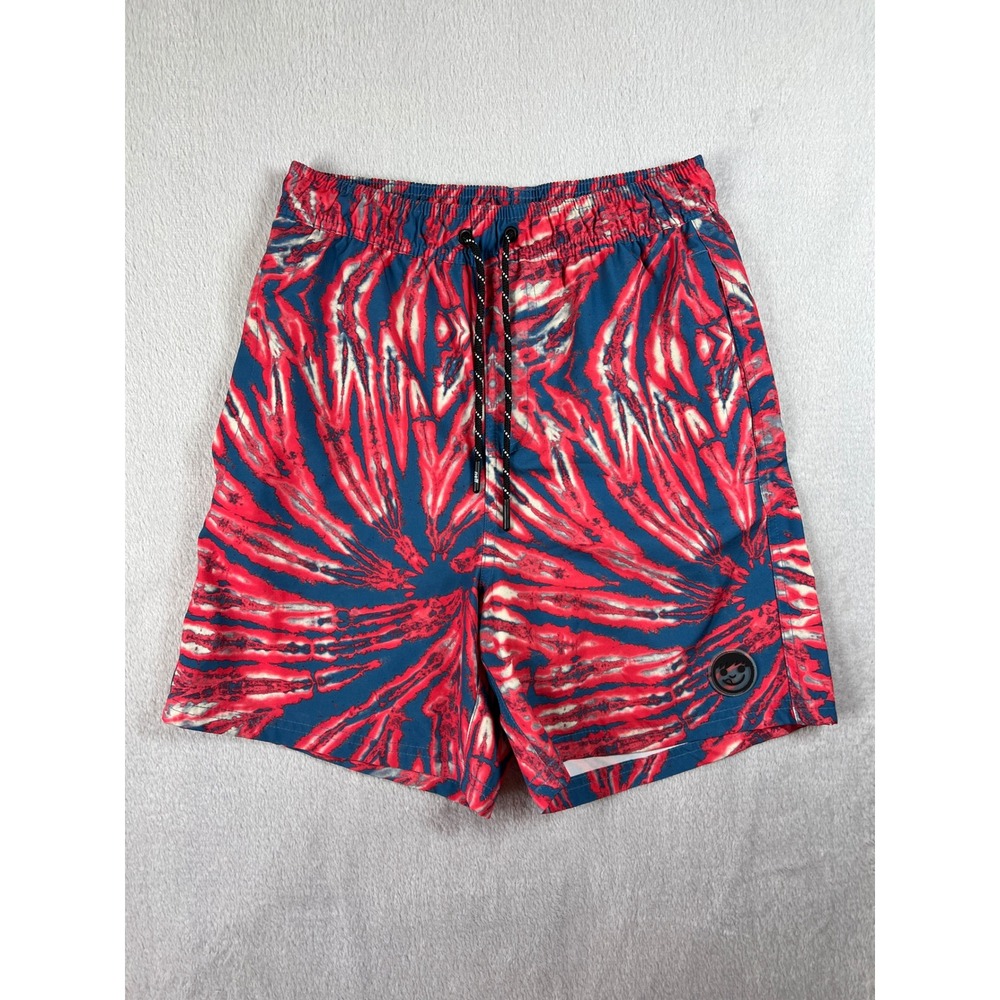 Neff Mens Red Blue Tie Dye Swim Trunks Board Shorts Small July 4th Patriotic
